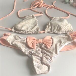Beach babe peach and snakeskin bikini